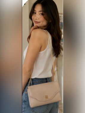 Authentic Givenchy Cream Leather Clutch with hooks for bag strap